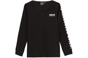 Indian Motorcycle Women's Sleeve Print Henley Long Sleeve T-Shirt, Black - XL - 283330409