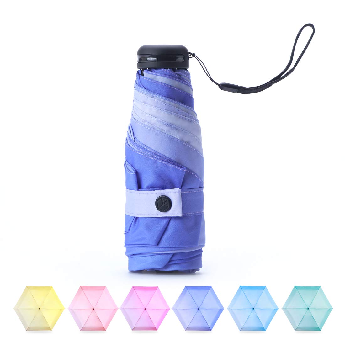 RUMBRELLA Mini Umbrella Compact Travel Parasol for Women Girls Gradient UV Purse Umbrella Lightweight UPF50+, Purple