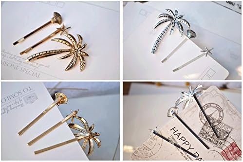 IFfree 6pcs Dainty Gold Silver Beach Themed Metal Hairpin Hair Clip Clamps, Hair Jewelry Hair Accessories Women Headwear Headdress for Beach Themed
