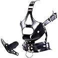 Leather Bondage with Detachable Silicone Dildo Mouth Gag Adjustable Head Harness BDSM Fetish Slave Restraints for Men Women C