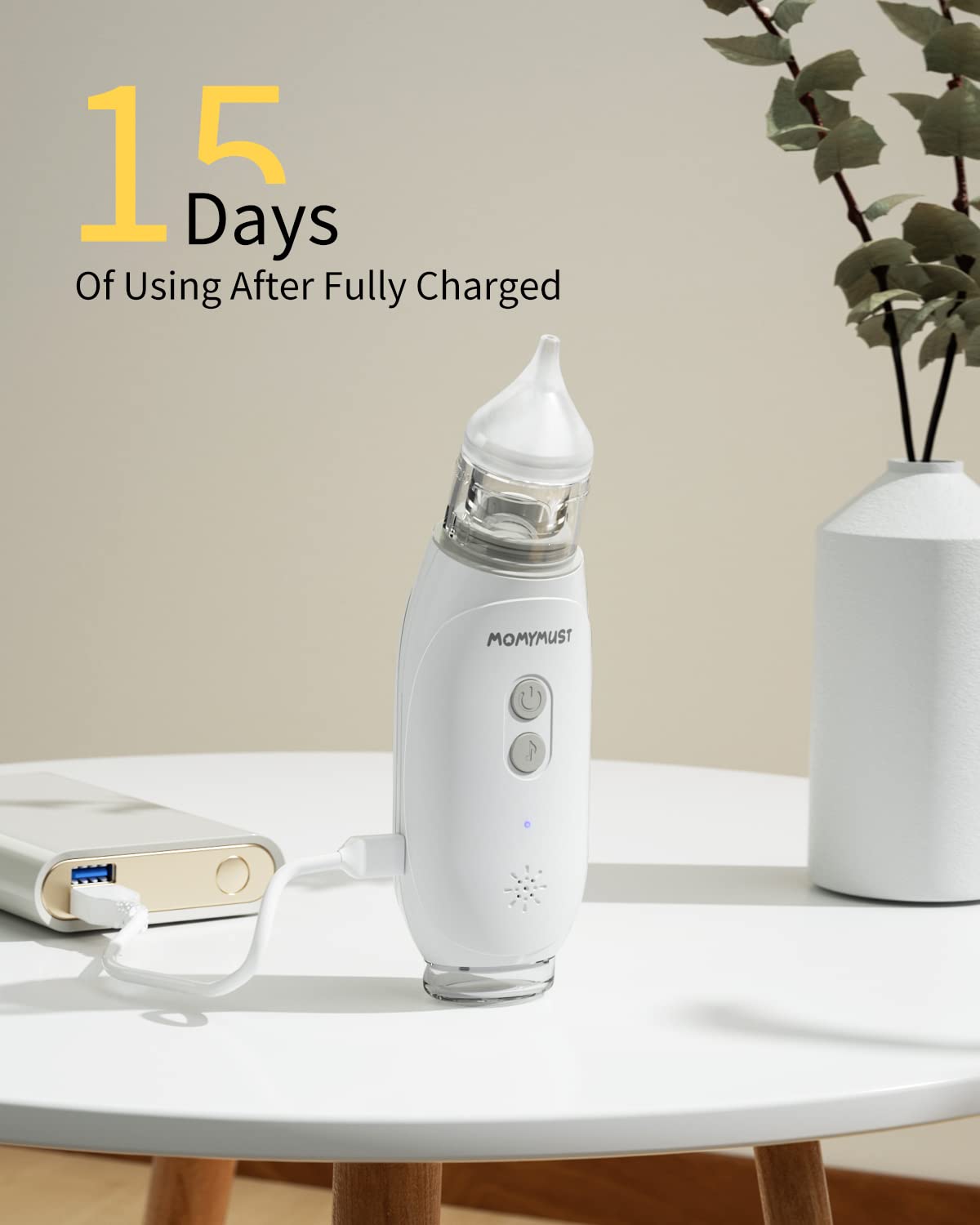 Nasal Aspirator for Baby, MOMYMUST Electric Baby Nose Cleaner with Self-Cleaning Function, Baby Nasal Aspirator with 3 Levels of Suction, Music and Light, 2 Nose-Tips, 60 Days Use Time