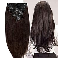 200g INSTANT VOLUME Thick 10A 100% Remy Clip In Human Hair Extensions Triple Wefted, Natural Volumizing Full Head 8 Long Hair Pieces 18 Clips, 20" #1B Balck/Brown Undertone