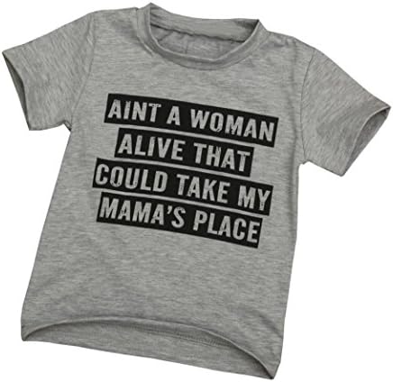 Muxika 1-4Years Toddler Baby Boy Short Sleeve Letter Print T-Shirt Kids Clothes (18M, Gray)