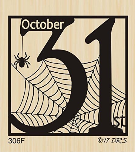 October 31st Square Rubber Stamp by DRS Designs Rubber Stamps - Made in USA