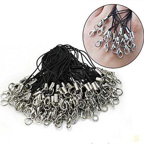 100Pcs Black Cell Phone Lanyard Cords Strap Lariat Mobile Lobster Clasp