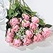Veryhome Artificial Flowers Silk Roses Fake Bridal Wedding Bouquet for Home Garden Party Floral Decor 10 Pcs (Pink Straight stem)