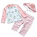 UV Sun Protective Baby Girls Swimsuit Long Sleeve Kids 3pcs Cactus Bathing Suit Rash Guards UPF 50+ Pink 1-2T