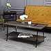 Sekey Home Coffee Table, 2-Tier Cocktail Table with Storage Shelf for Living Room, Wood（MDF） Look Accent Furniture with Metal Frame, Easy Assembly,Smoky Oak