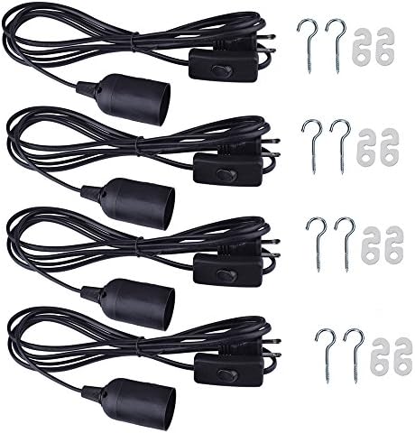 SerBion 4Pack Pendant Lighting With 2.5M(8.20ft) Extension, On/Off Button/2-Prong AC Power Plugs Adapter for Kitchen Bedroom Plant Growth light , E26/E27 Socket (4pack)