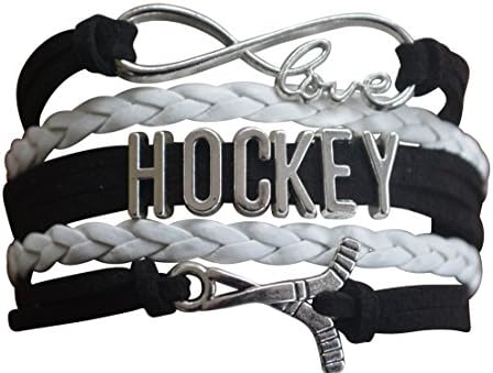 Hockey Charm Bracelet, Ice Hockey Jewelry- Infinity Love Hockey Bracelet- Gift for Her