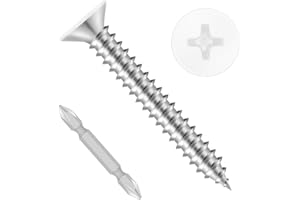 Etauwe #8 x 1-1/2" Flat Head Self Tapping Screws, White Head Wood Screw, 304 Stainless Steel 18-8, Screwdriver Bit Included, 100 PCS