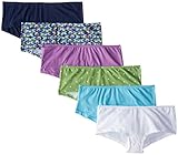 Fruit of the Loom Women's 6 Pack Cotton Boyshort Panties, Assorted, 6
