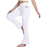 HASMES Girls Flare Leggings with Pockets Kids Bell Bottom High Waisted Flare Yoga Pants for Dance Activewear