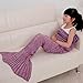 Berinfly Girls Crochet Mermaid Tail Blanket Knitting Handcraft for Kids, All Seasons Sleeping Bag Blanket(55.1