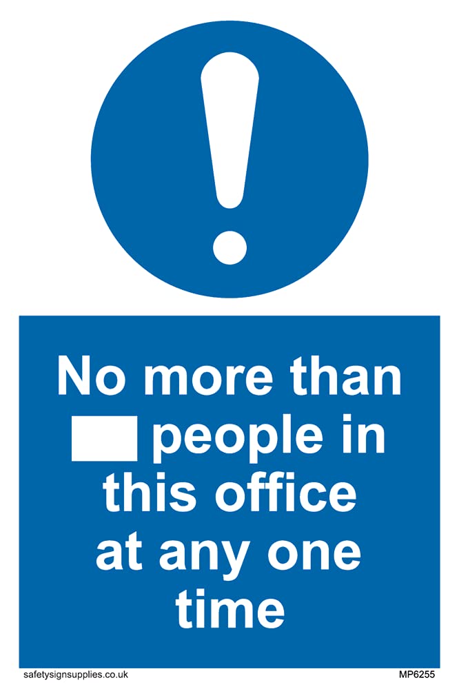 Pack of five - No more than xxx people in this office at any one time Sign - 100x150mm - A6P