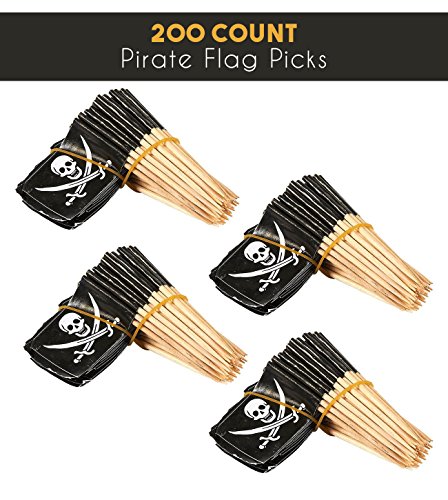 image for DelightBox 200 Count Pirate Flag Picks - Party Cocktail Toothpicks for