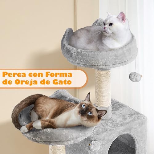 Arranhador de 158 cm Torre de Gatos Grande Cinzento Claro