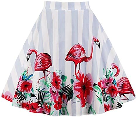 KILLREAL Women's Vintage Knee Length Flare Floral A Line Pleated Skirt