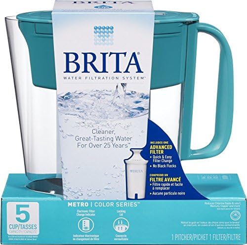 Home Small Metro Blue Flip Top Clean Taste Water Filter Pitcher with Brewing Basket