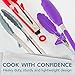 Silicone Kitchen Tongs Cooking Set - 3 Non-scratch Tongs - For All Your BBQ Grill and Serving Needs - Made From Long Lasting Stainless Steel with Silicone Tips - Non-slip Handles and Built-In Rests