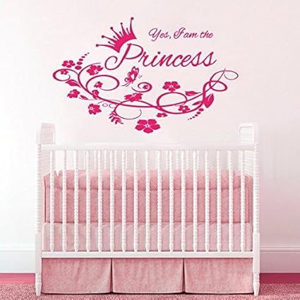 Stickers Muraux Vinyle Autocollant Oui Je Suis Princesse Citation Couronne Bebe Fille Stickers Pepiniere Chambre A Coucher Dortoir Decoration D Interieur Peintures Murales L515 Amazon Fr Cuisine Maison