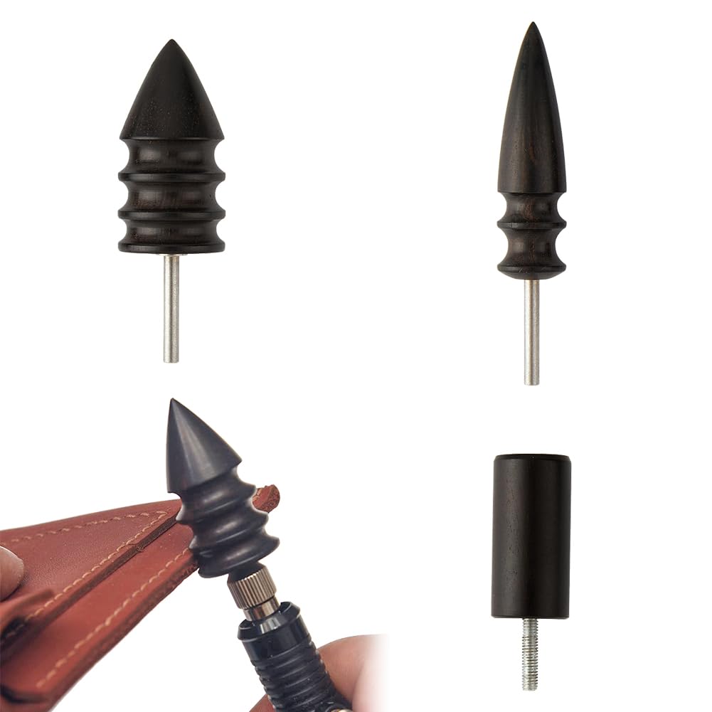 SUPERFINDINGS 3 Styles Leather Burnisher Bits Sandalwood Leather Burnisher Polished Rods Pointed Tip Head Leather Burnishing Tool Cordless Drill Leather Edge