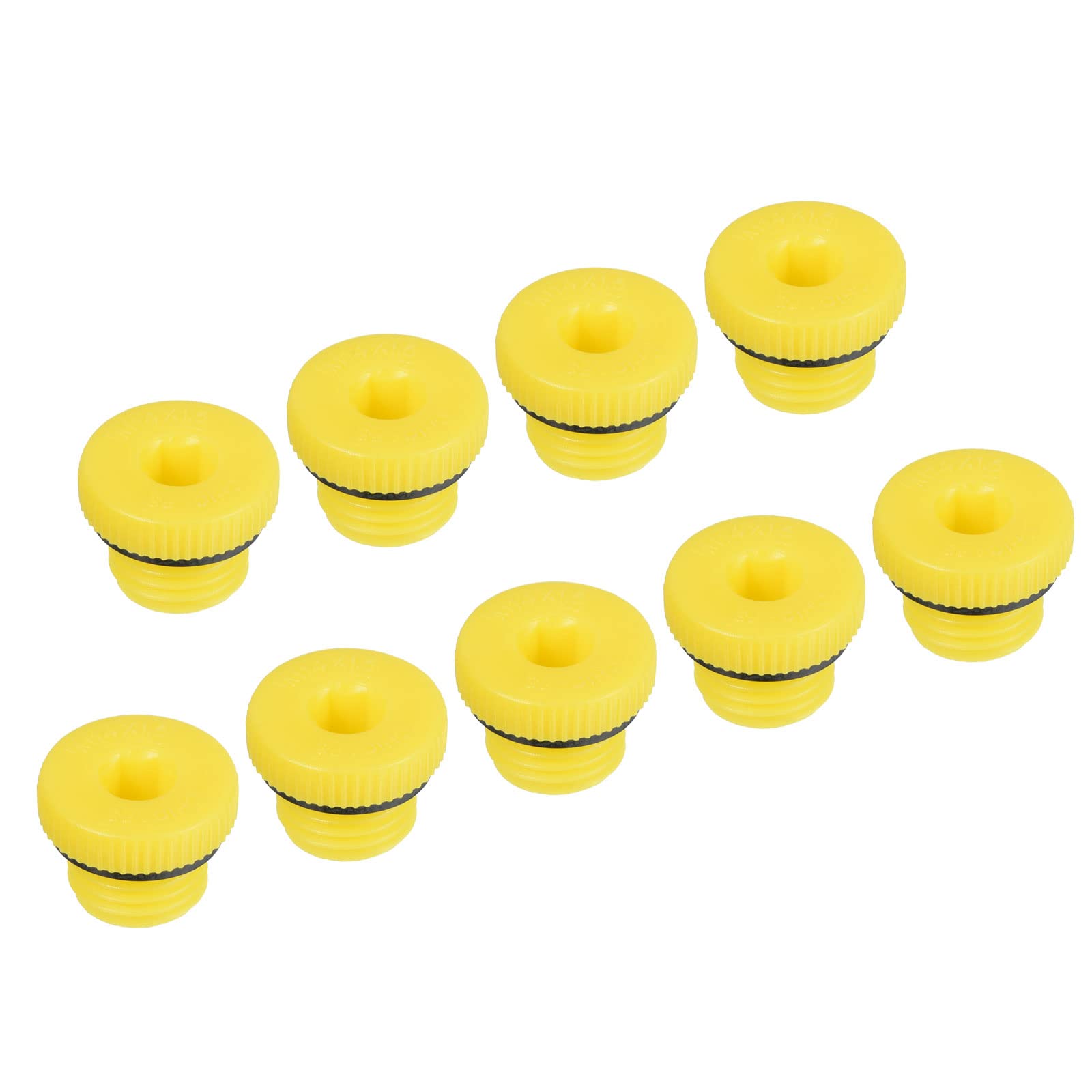 PATIKIL Hold Plugs M14x1.5, 9 Pack PP Plastic Male Threaded Hex Socket Sealing Screw End Cap, Yellow