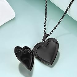 PHOCKSIN Black Glossy Personalized Heart Locket