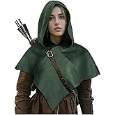 L'VOW Medieval Hooded Cape Renaissance Cowl Short Cape with Hood for Women Men Halloween Cosplay Costume
