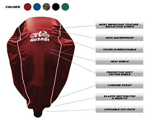 Nuzari Heavy Duty Motorcycle Cover - Motorcycle Covers Waterproof Outdoor Storage - Dirt Bike Covers (Red, Extra Large)