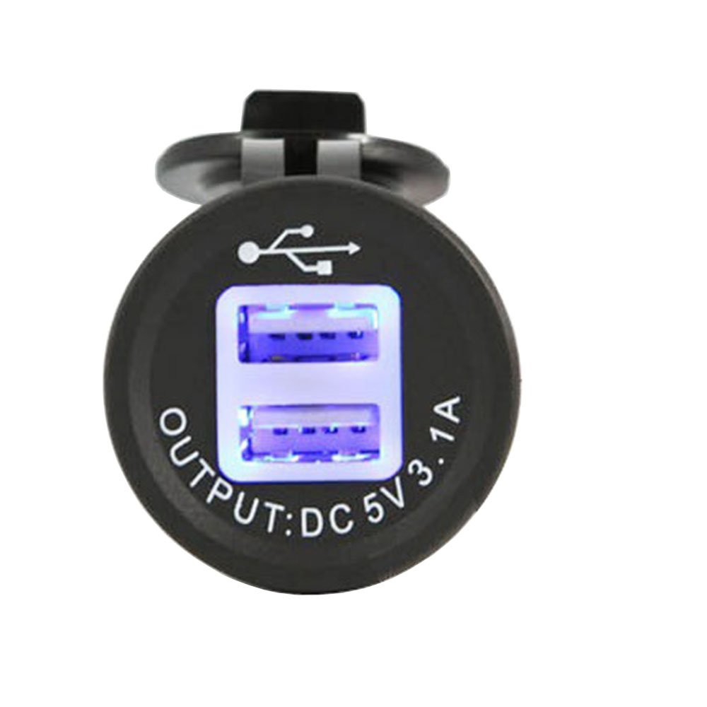 USB socket 2 port installation Car RV Boat Motorcycle USB plug 5V 3.1A charger adapter 12V / 24V motor vehicle for Navigation cell phone, GPS, with Dustproof/Waterproof Cover