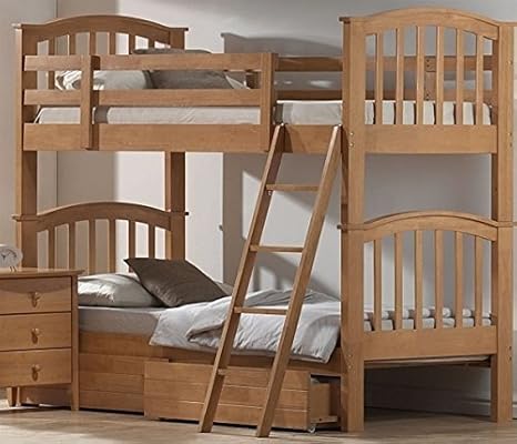 Cosmos Wooden Bunk Beds None Fixed Ladder Maple With Drawers