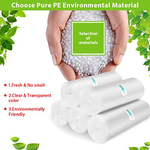 Small Clear Trash Bags, 4 Gallon Small Garbage Bags 150 Counts Small Trash Bags Thicken Material Small Wastebasket Bags Small Size 15-Liters Trash Liners For Office, Home, Bathroom, Kitchen
