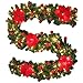 BullStar 9 Feet Christmas Decorations Christmas Garland with Lights Artificial Wreath with Berries and Pinecones Xmas Decorations for Stairs Wall Door (1 Pack, C-red)