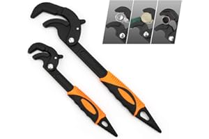 LEJOSTOL Multi-function Magic Wrench Universal Adjustable Wrenches 1045 Steel, Pipe Wrench Set 10.5 and 15-Inch,2-Piece