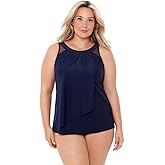 Miraclesuit Women's Swimwear Network Mariella High Neckline Mesh Detail Underwire Bra Tankini Bathing Suit Top