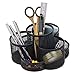 MyGift Rotating Black Metal Mesh Desktop Office Supplies Caddy with 7 Compartment for Pens, Pencils, Scissors and Accessories (Black)
