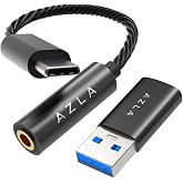 AZLA A100 Smart DAC USB C to 3.5mm Headphone Jack Adapter with USB-A