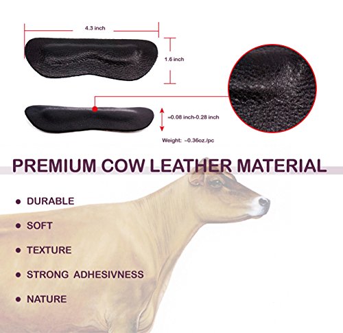 Premium Leather Heel Pads Grips Liners Inserts for Shoes Too Big,Unisex Prevent blistersï¼ŒShoe Filler Improved Shoe Fit and Comfort, 2 Pair0.28inch Thick-Black