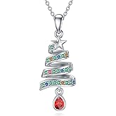 Lypic Christmas Necklace 925 Sterling Silver Christmas Tree/Reindeer/Penguin Necklace for Women Holiday Jewelry Gifts Birthday Xmas