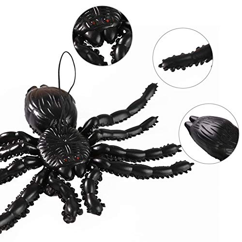 HAKACC Halloween Fledermäuse, 4 Stück Hängende Fledermäuse und 2 Stück Halloween Spinne Hängende Spinne Spuk-Gummi für Halloween Party Dekoration Kostüme