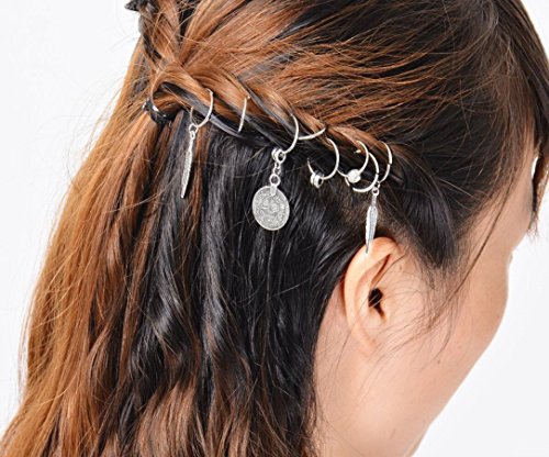 cuhair 8 pieces Women's Girl's Cute Shiny Star Hair Rings Hair Clips for Braids Plaits