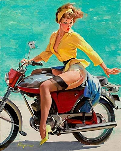 Pin-Up Girl Canvas Wall Art Poster Reproduction Giclee Picture Print Home Decoration - Skirting The Issue 1969 by Gil Elvgren - 40X50cm (Approx. 16X20inch)