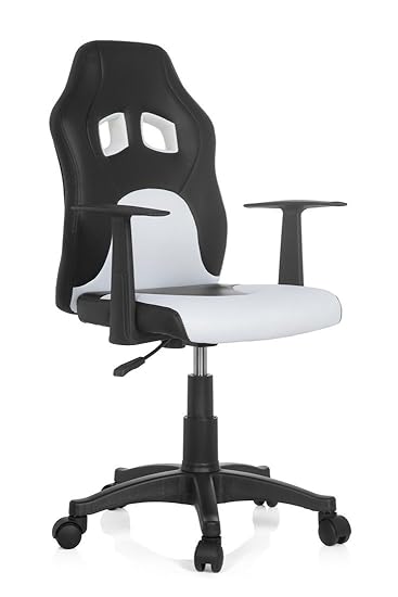 hjh OFFICE TEEN RACER AL Kinderstuhl, Farbe Polyester, Vorderseite in schwarz, Seitenteile Sitzfläche und Rückenlehne: 100% P