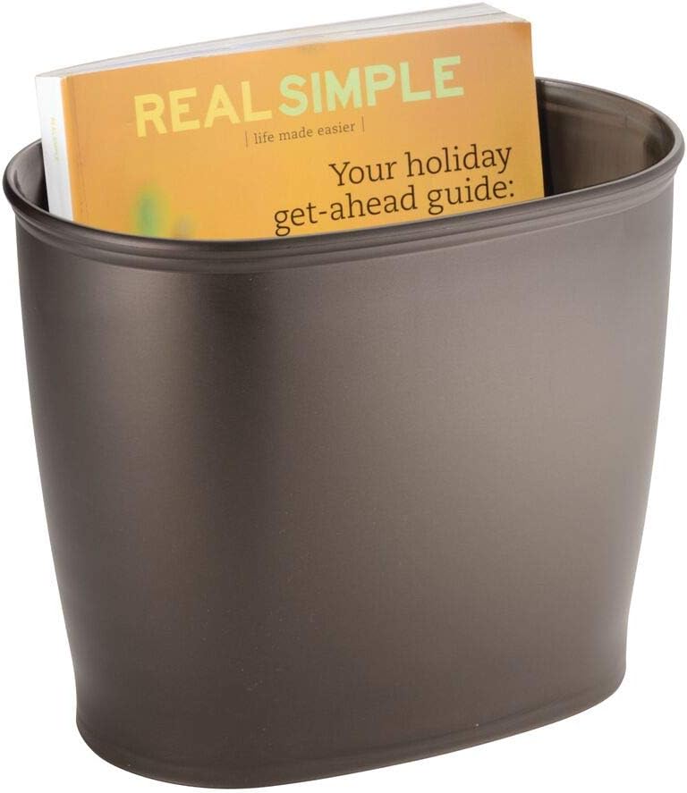 mDesign Modern Plastic Bathroom Storage and Cleaning Accessory Set - Includes Bowl Brush, 3-Roll Toilet Paper Canister with Lid, Wastebasket Trash Can/Garbage Bin - 3 Pieces - Bronze: Home & Kitchen