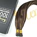 VeSunny 18inch Pre Bonded Human Hair Extensions #2 Darkest Brown Highlights #8 Light Brown Remy I Tip Hair Extensions 50g 1g/s