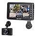 Car Dashcam,Dash Cam Recorder Front and Rear Facing Cameras 3' Display for Cars and Trucks with Night Vision Support 128GB Memory Card
