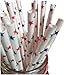 Just Sip It Biodegradable Vintage Paper Drinking Straws, Red and Blue Stars, Pack of 50