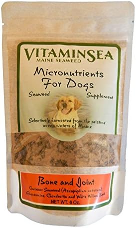 Maine Kelp Seaweed 12 oz Bone & Joint Dog Pet Supplement w/ Chondroitin | Glucosamine | White Willow Bark | Sea Nutrients Hand Harvested Atlantic Ocean Sea Vegetables from VitaminSea (Bne Jn 12oz)