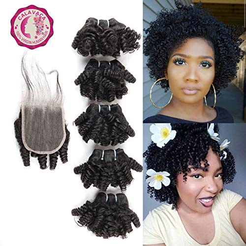 Funmi Curly Human Hair 5 Bundles With 4x4closure 100 Unprocessed